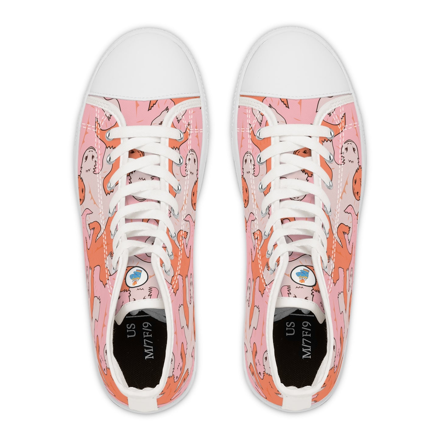 Pink & Orange Lizard Tessellation Women's High Top Sneakers