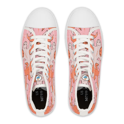 Pink & Orange Lizard Tessellation Women's High Top Sneakers