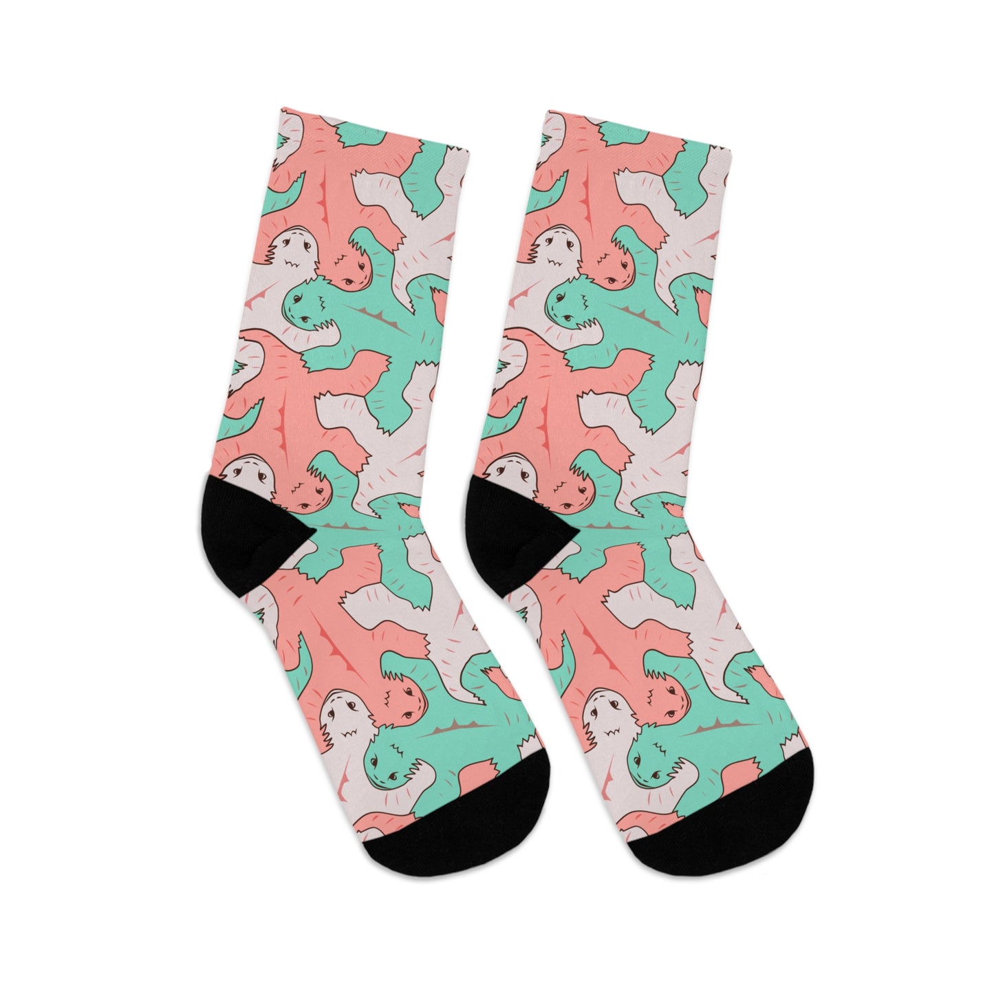 Calcetines con diseño de lagarto en tonos rosa y verde