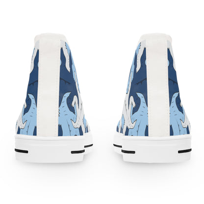 Blue & Gray Lizard Tessellation Women's High Top Sneakers