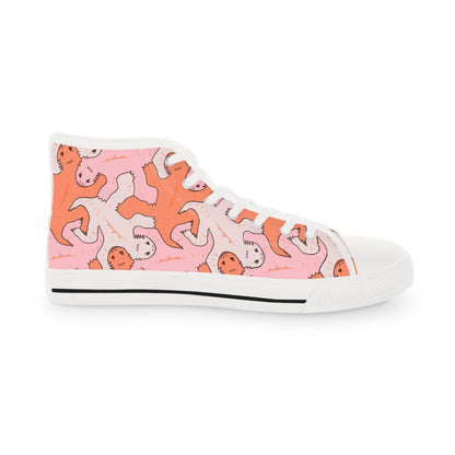 Pink & Orange Funky Lizard Tessellation Men's High Top Sneakers