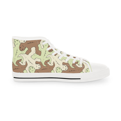 Green & Brown Lizard Tessellation Men's High Top Sneakers