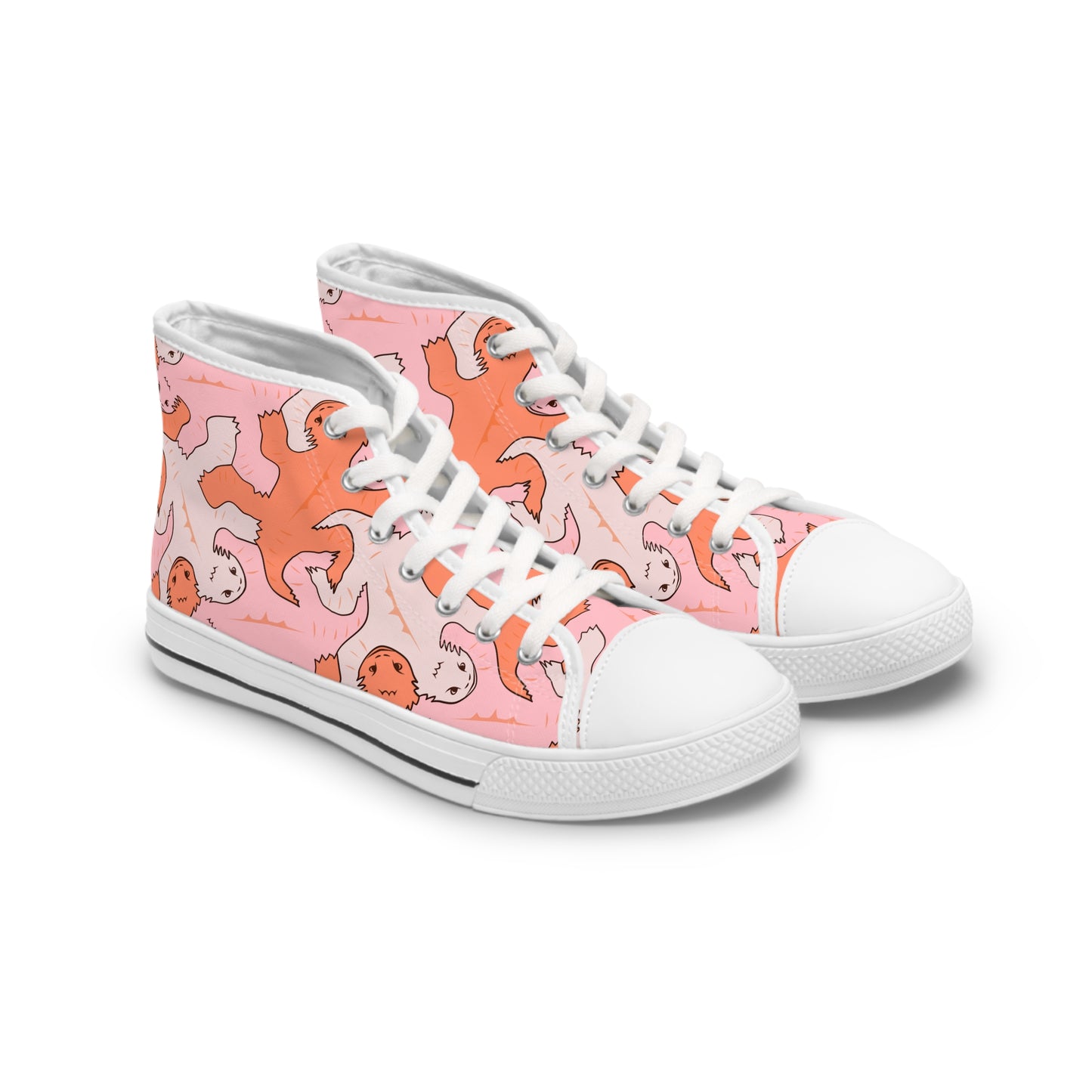 Pink & Orange Lizard Tessellation Women's High Top Sneakers