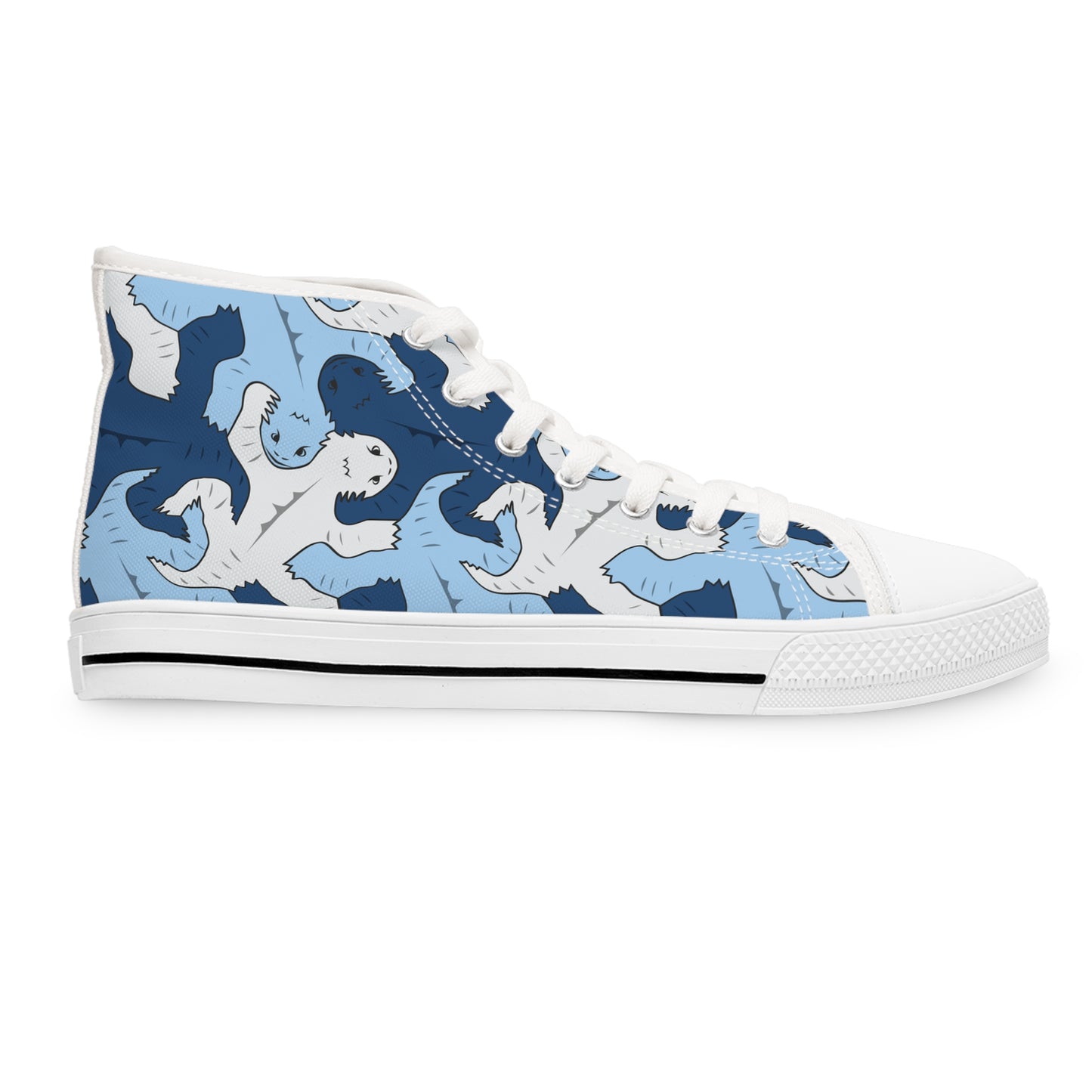 Blue & Gray Lizard Tessellation Women's High Top Sneakers