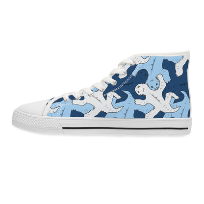 Blue & Gray Lizard Tessellation Women's High Top Sneakers