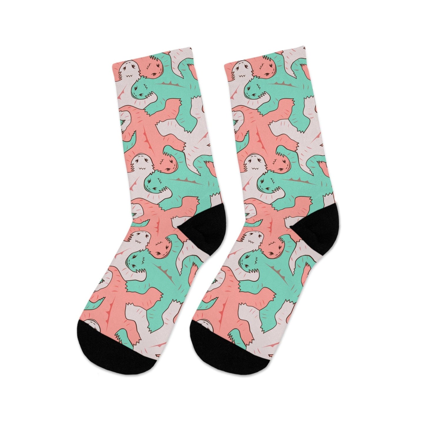 Calcetines con diseño de lagarto en tonos rosa y verde