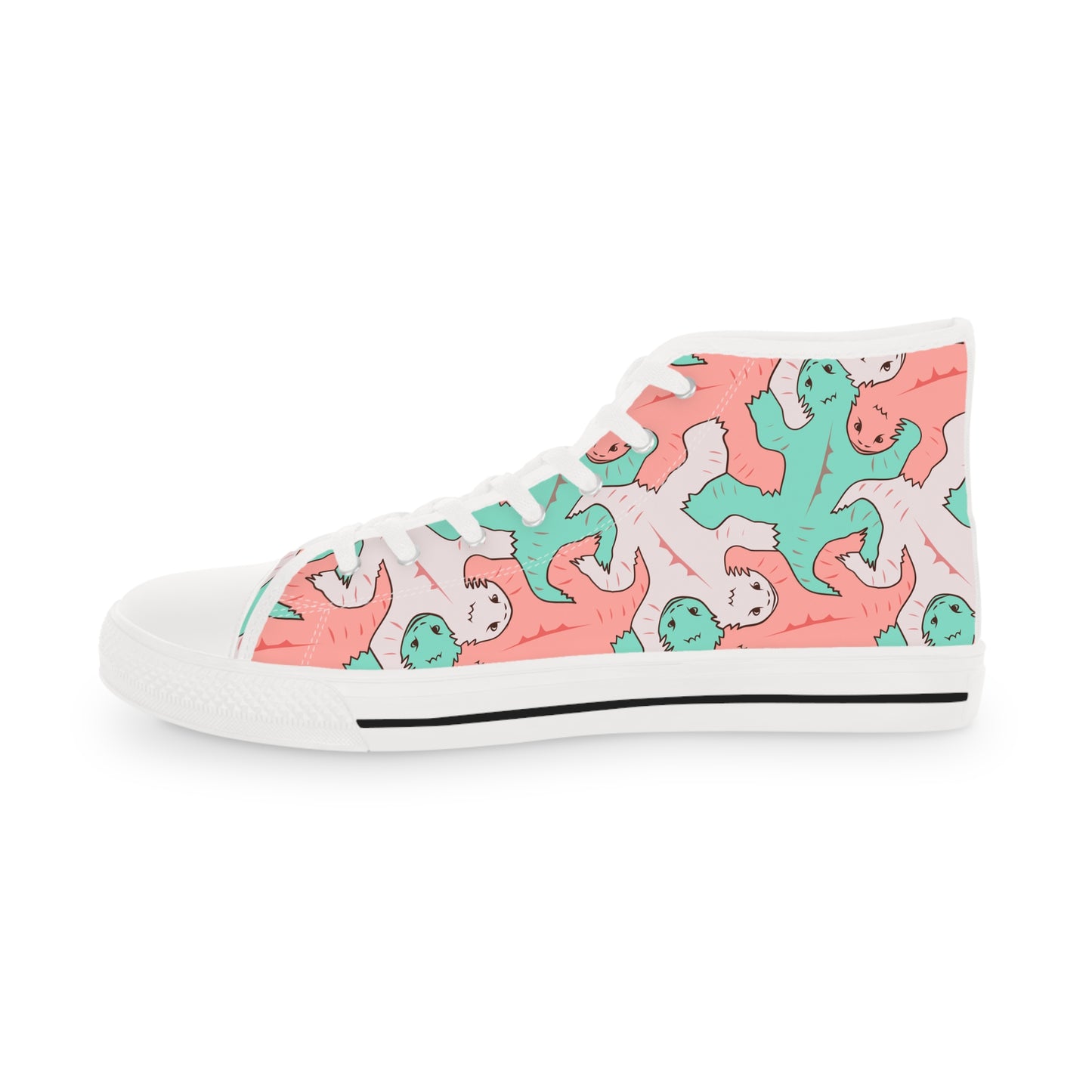 Pink & Green Lizard Tessellation Men's High Top Sneakers