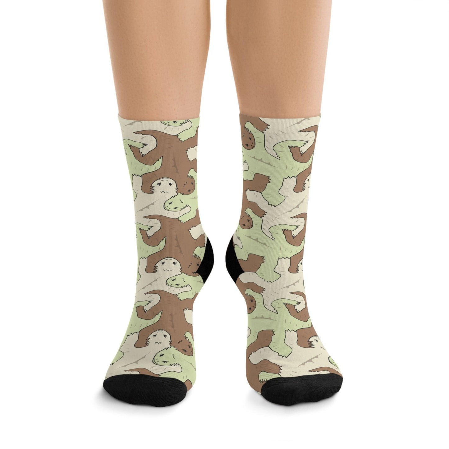 Calcetines con estampado de teselación de lagarto verde