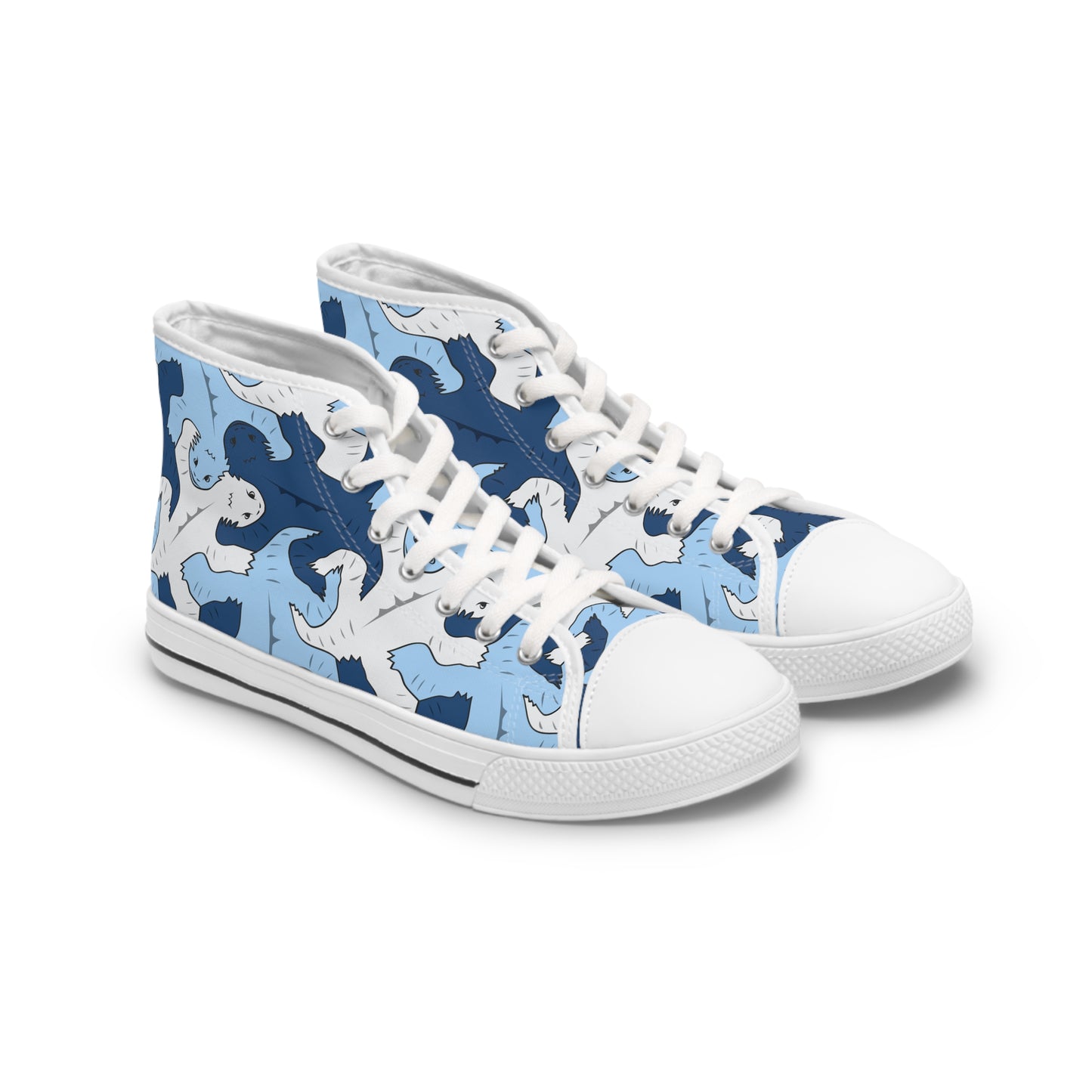 Blue & Gray Lizard Tessellation Women's High Top Sneakers