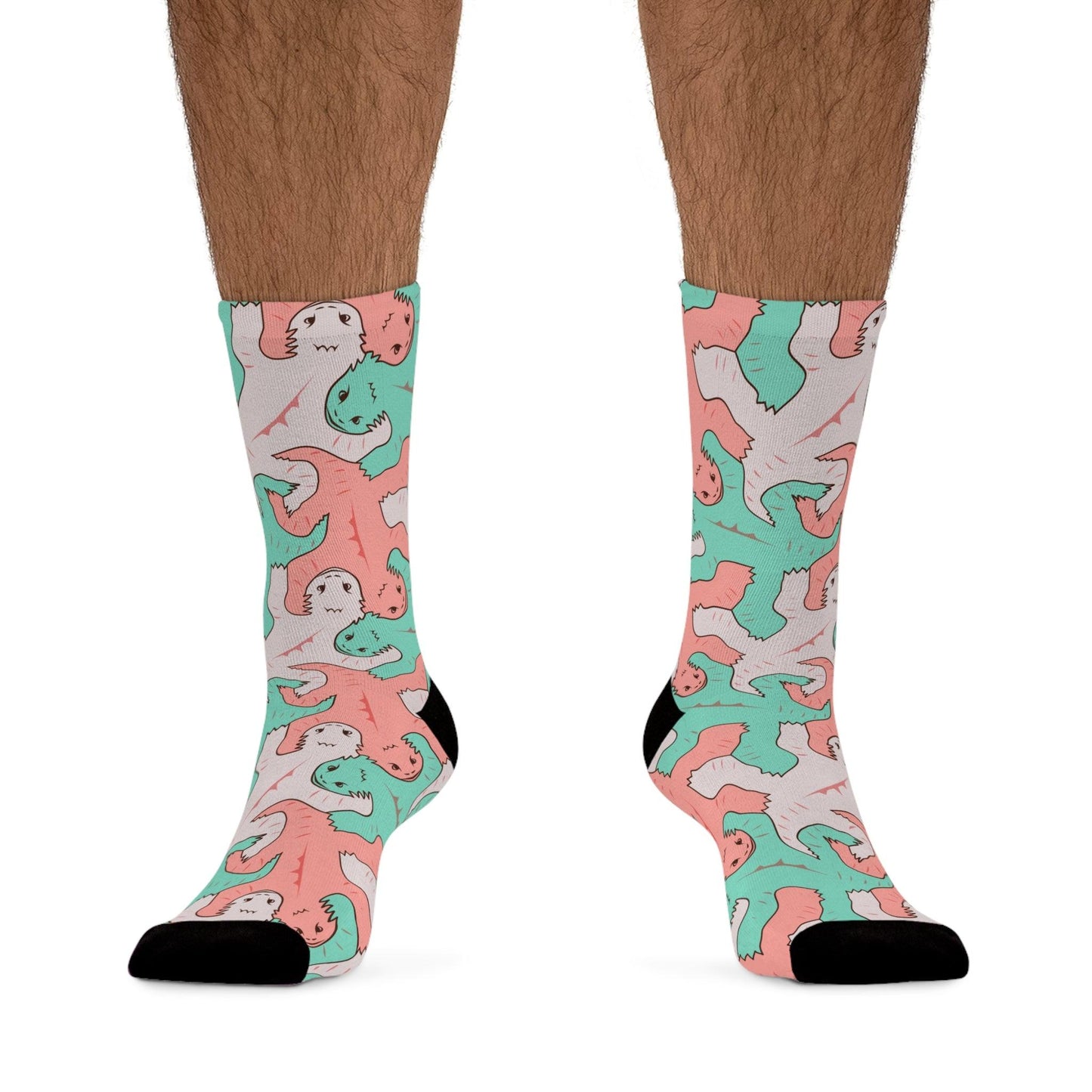 Calcetines con diseño de lagarto en tonos rosa y verde