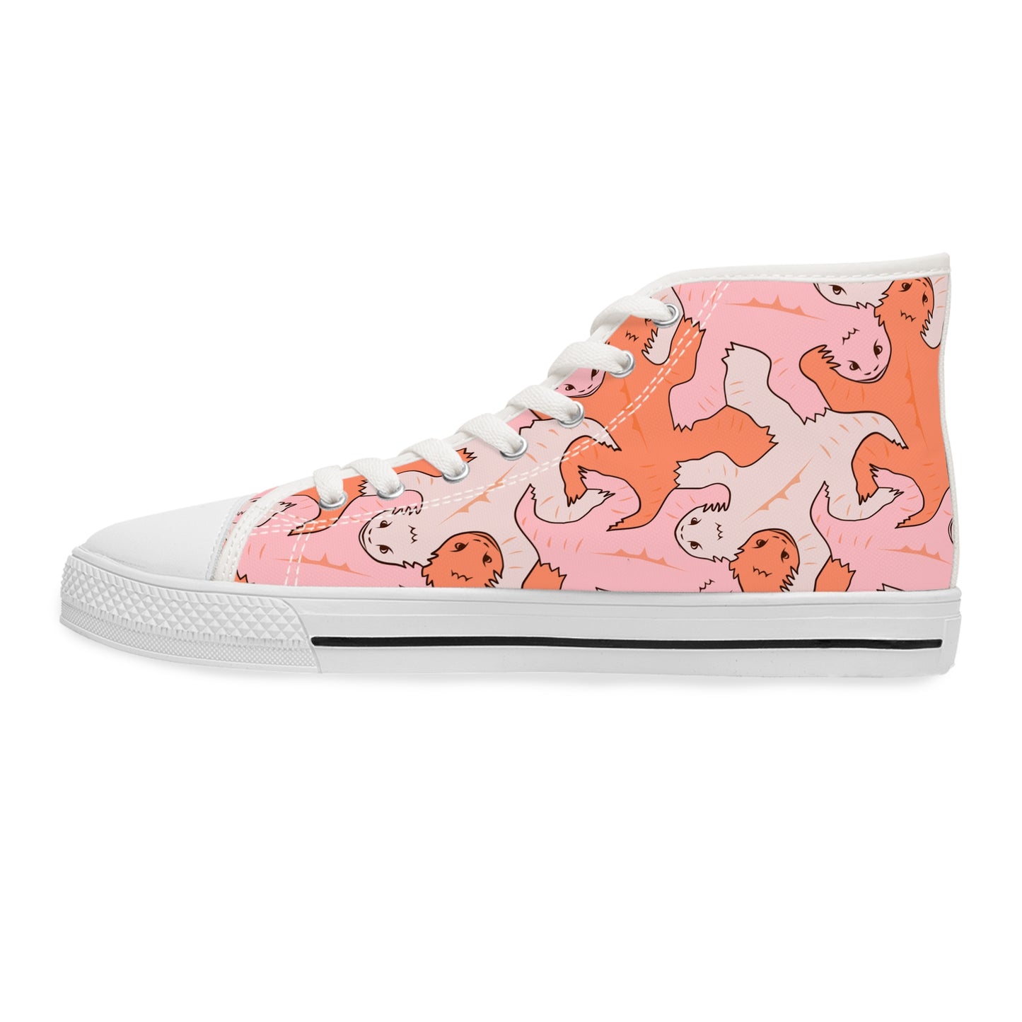 Pink & Orange Lizard Tessellation Women's High Top Sneakers