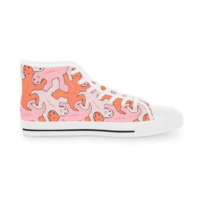 Pink & Orange Funky Lizard Tessellation Men's High Top Sneakers