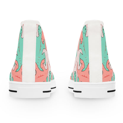 Pink & Green Lizard Tessellation Women's High Top Sneakers