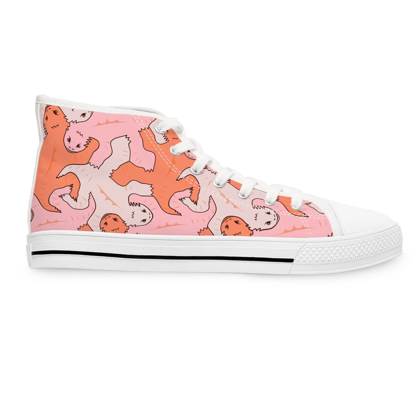 Pink & Orange Lizard Tessellation Women's High Top Sneakers