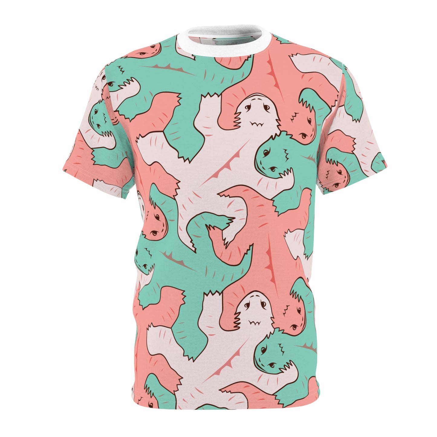 Pink & Green Lizard Tessellation Mens Unisex T-Shirt