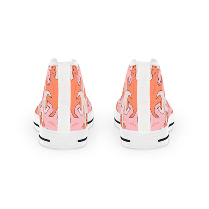 Pink & Orange Funky Lizard Tessellation Men's High Top Sneakers