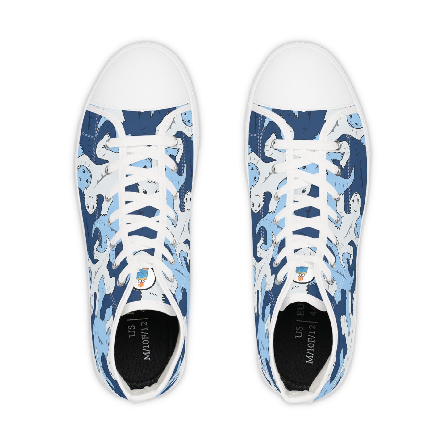 Blue & Gray Lizard Tessellation Men's High Top Sneakers