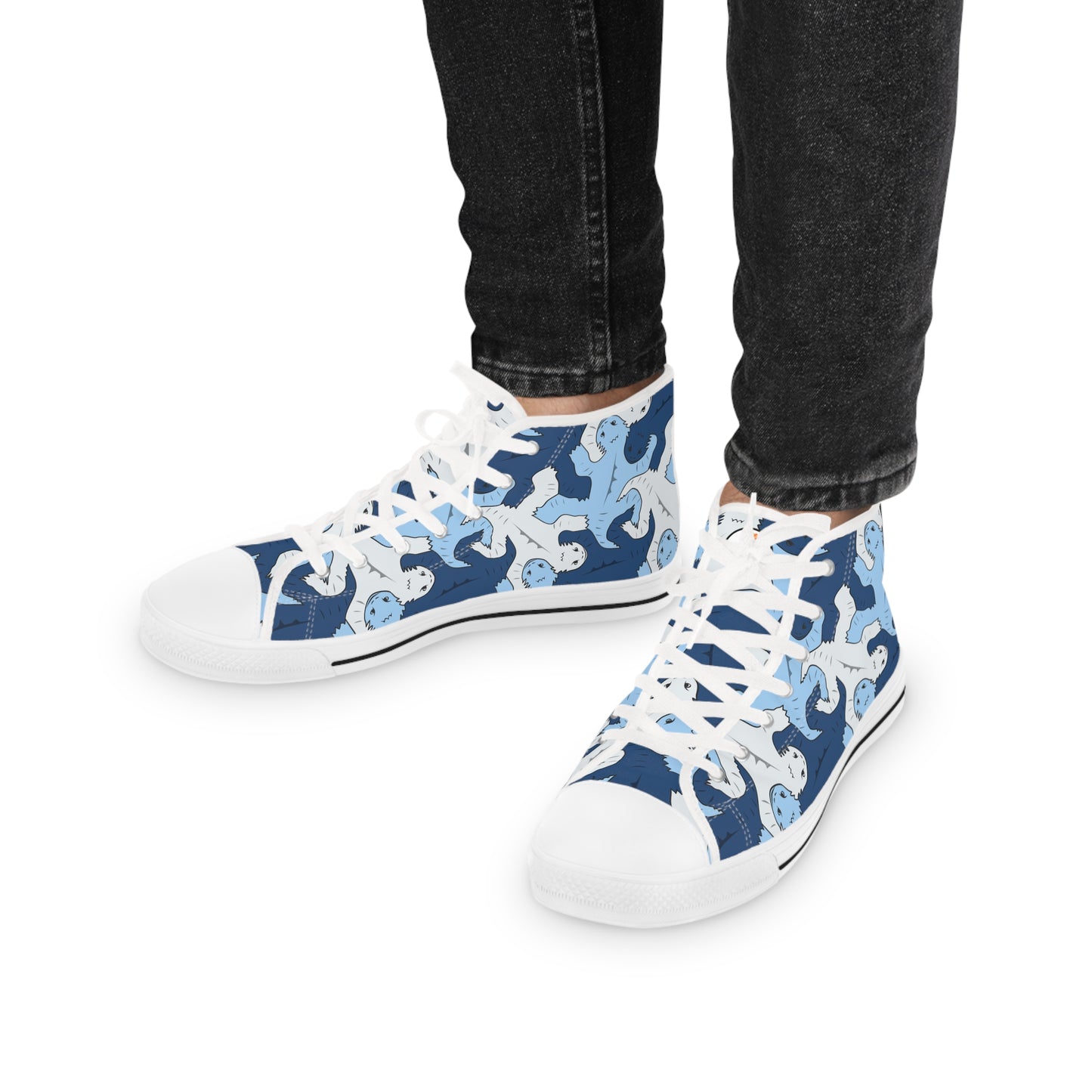 Blue & Gray Lizard Tessellation Men's High Top Sneakers