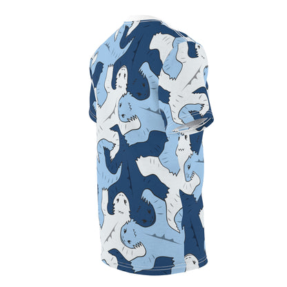 Blue and Gray Lizard Tessellation Men's Unisex T-Shirt