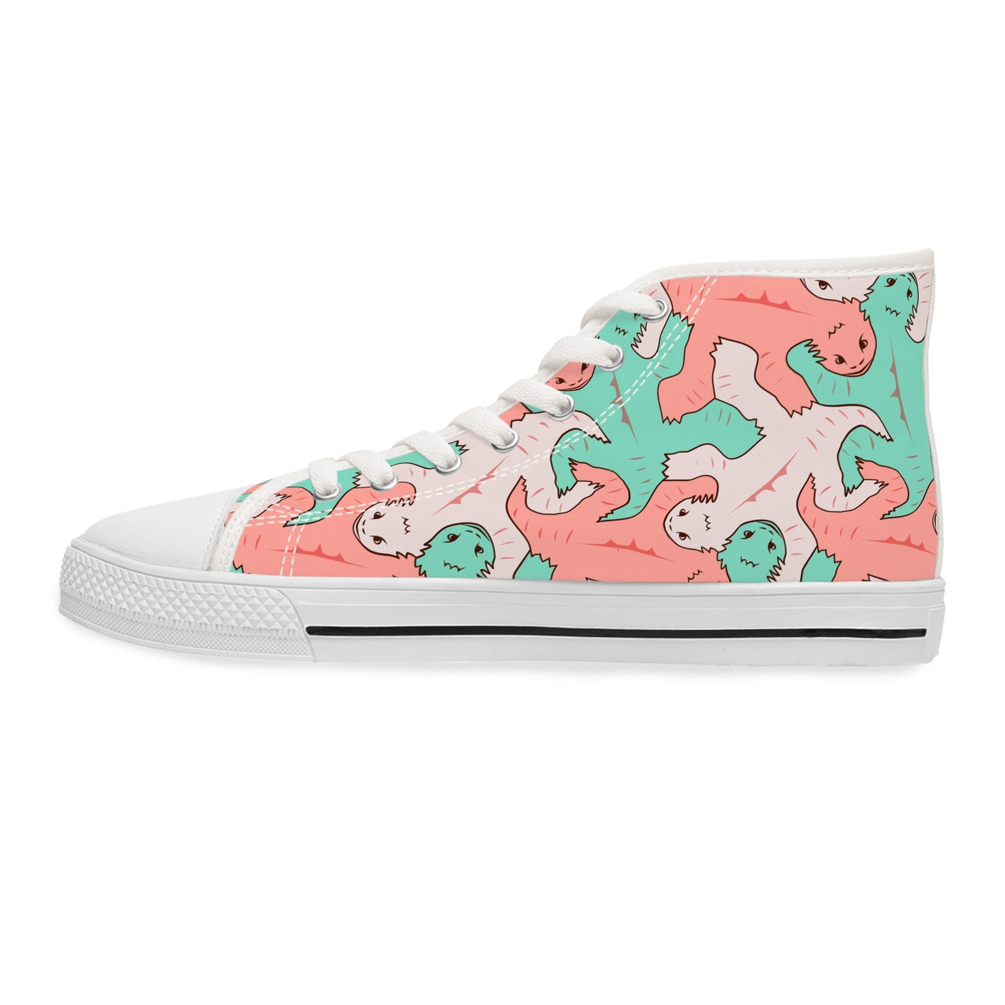 Pink & Green Lizard Tessellation Women's High Top Sneakers