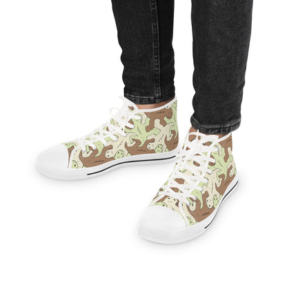 Green & Brown Lizard Tessellation Men's High Top Sneakers