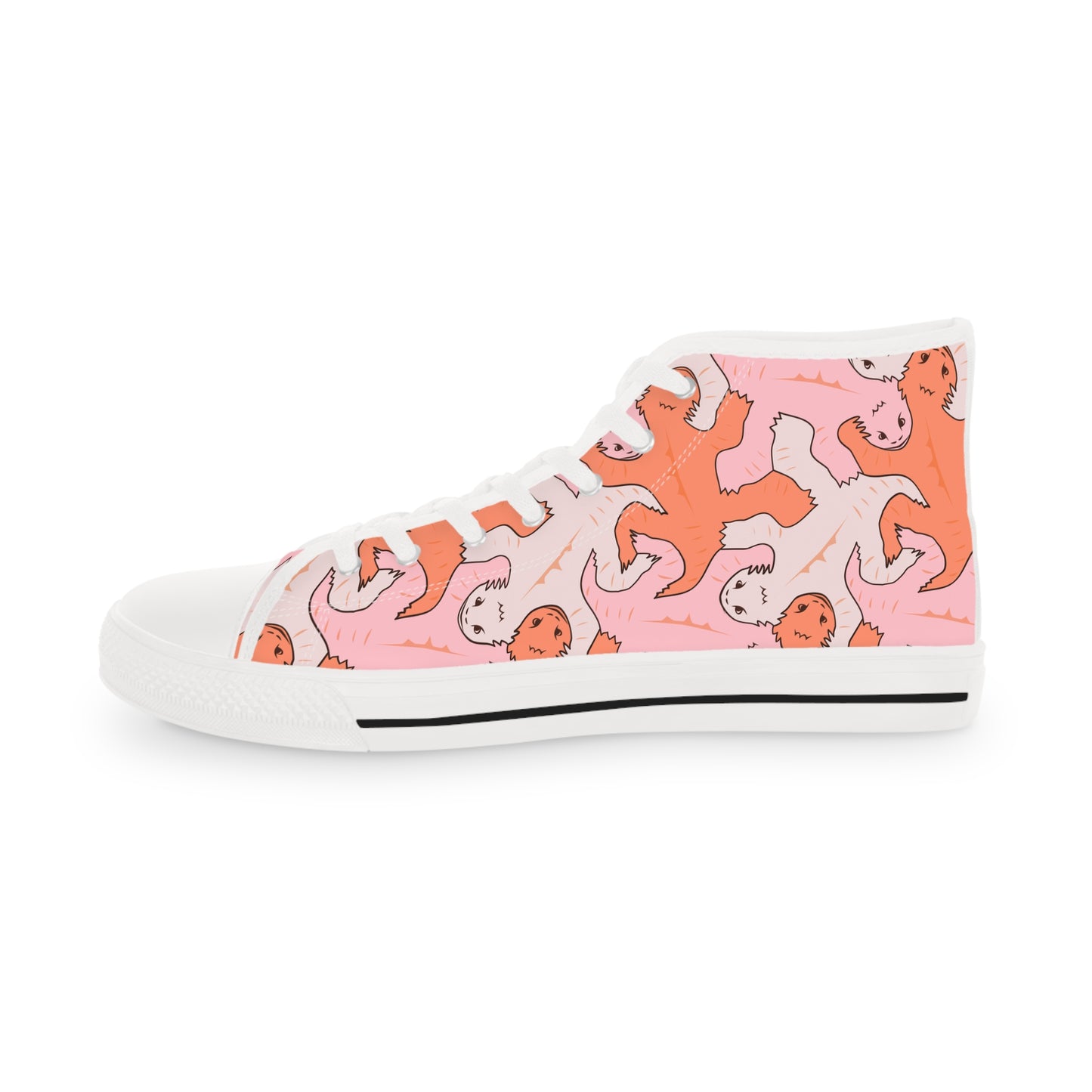 Pink & Orange Funky Lizard Tessellation Men's High Top Sneakers