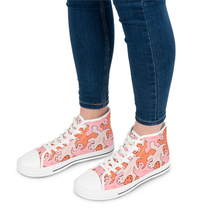 Pink & Orange Lizard Tessellation Women's High Top Sneakers