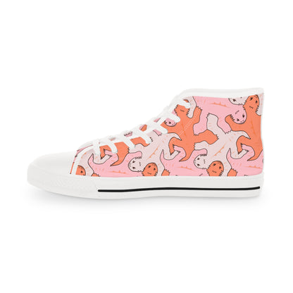 Pink & Orange Funky Lizard Tessellation Men's High Top Sneakers